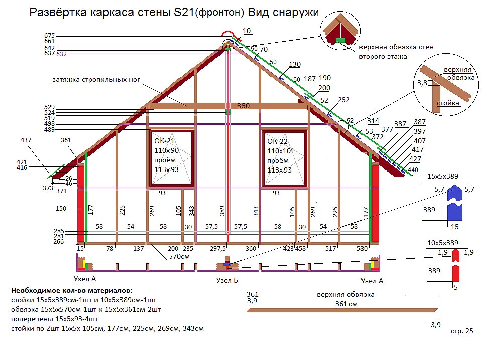 чертеж каркасного дома