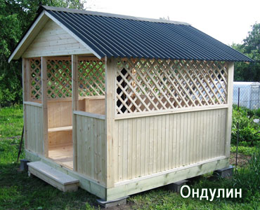 беседка с кровлей из ондулина